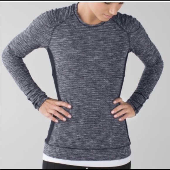 Lululemon Think Fast Long Sleeve Top Heathered Grey Black Rulu Running Sz 4 - Picture 12 of 14